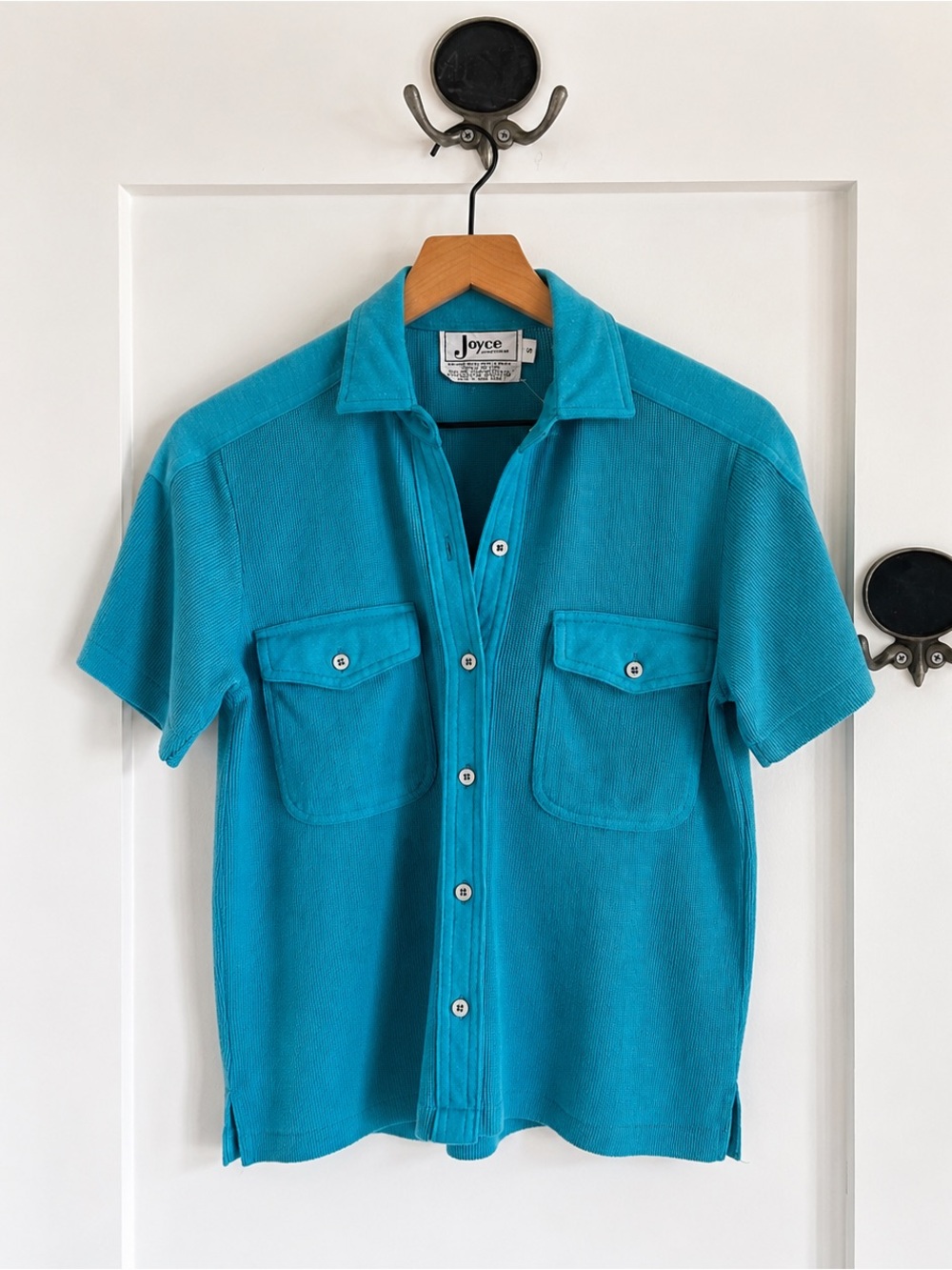 Vintage 70s Joyce Open Knit Resort Shirt | Turquoise |